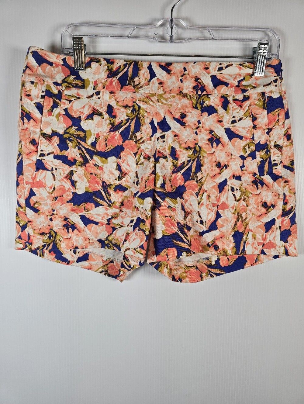 NWOT J. Crew Factory Blue And Pink Stretch Floral Chino Shorts Size 6 Summer